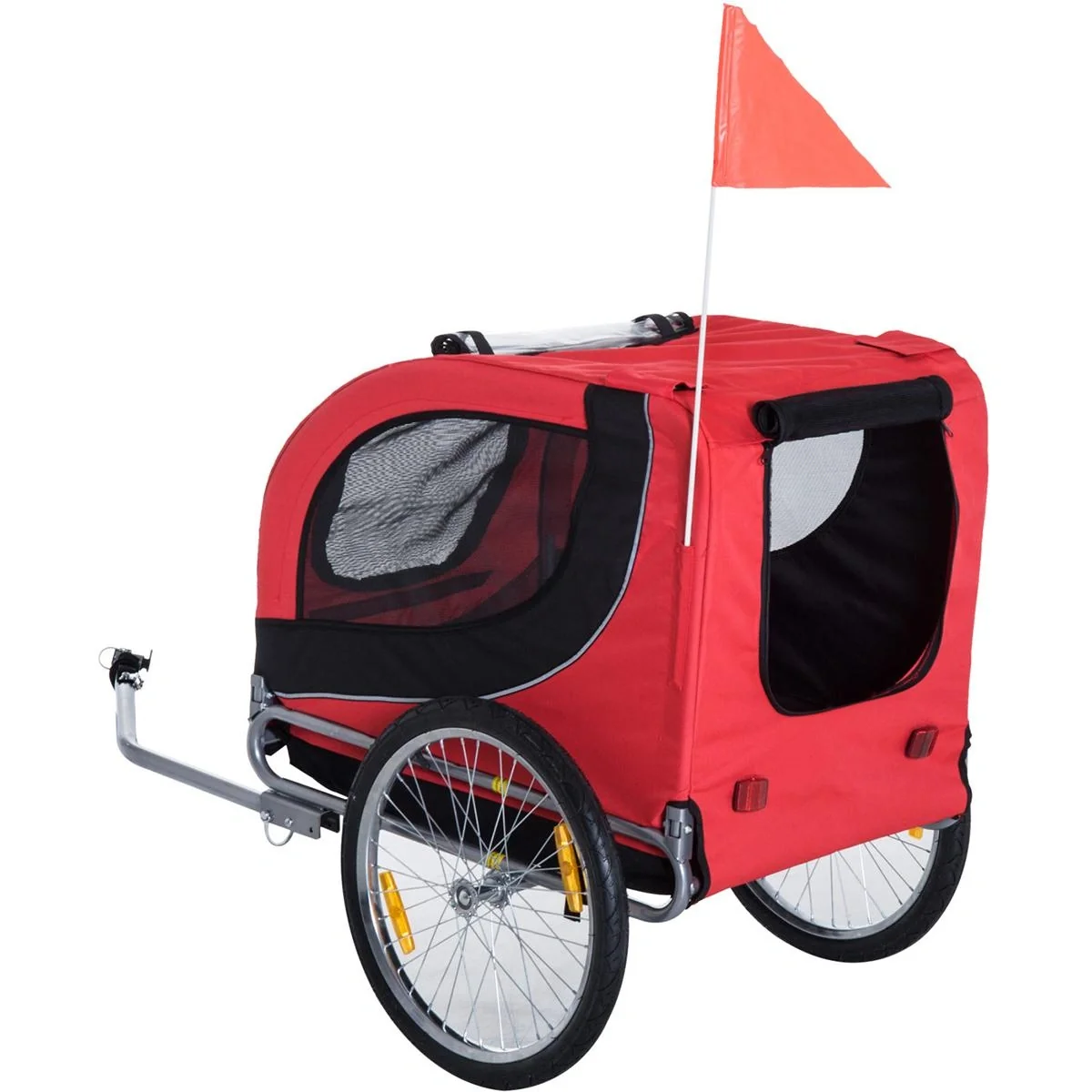 Fahrradanhänger für Hunde rot/schwarz - 8