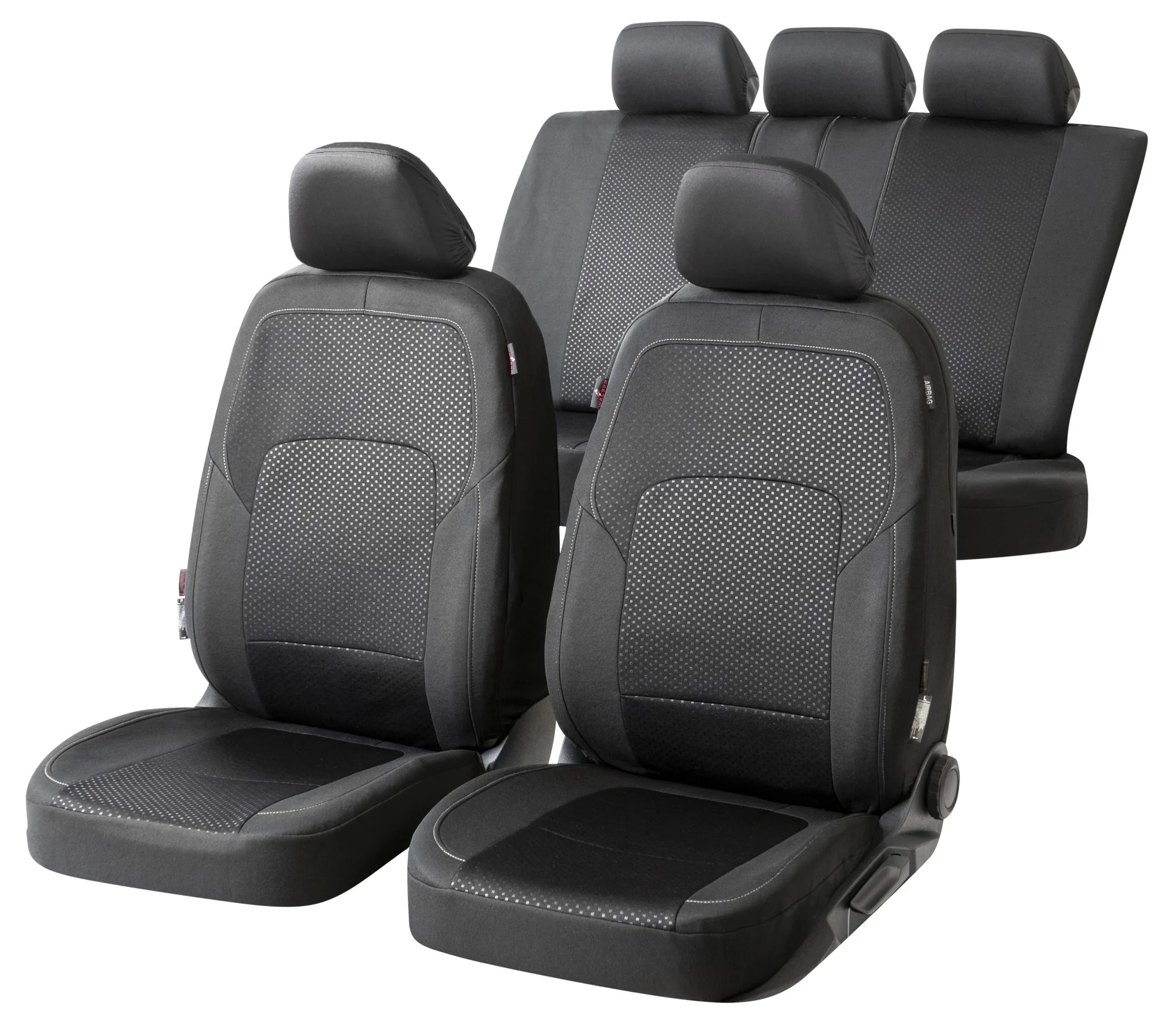Autositzbezug Logan Premium , schwarz-silber , Komplettset 14-teilig - 7