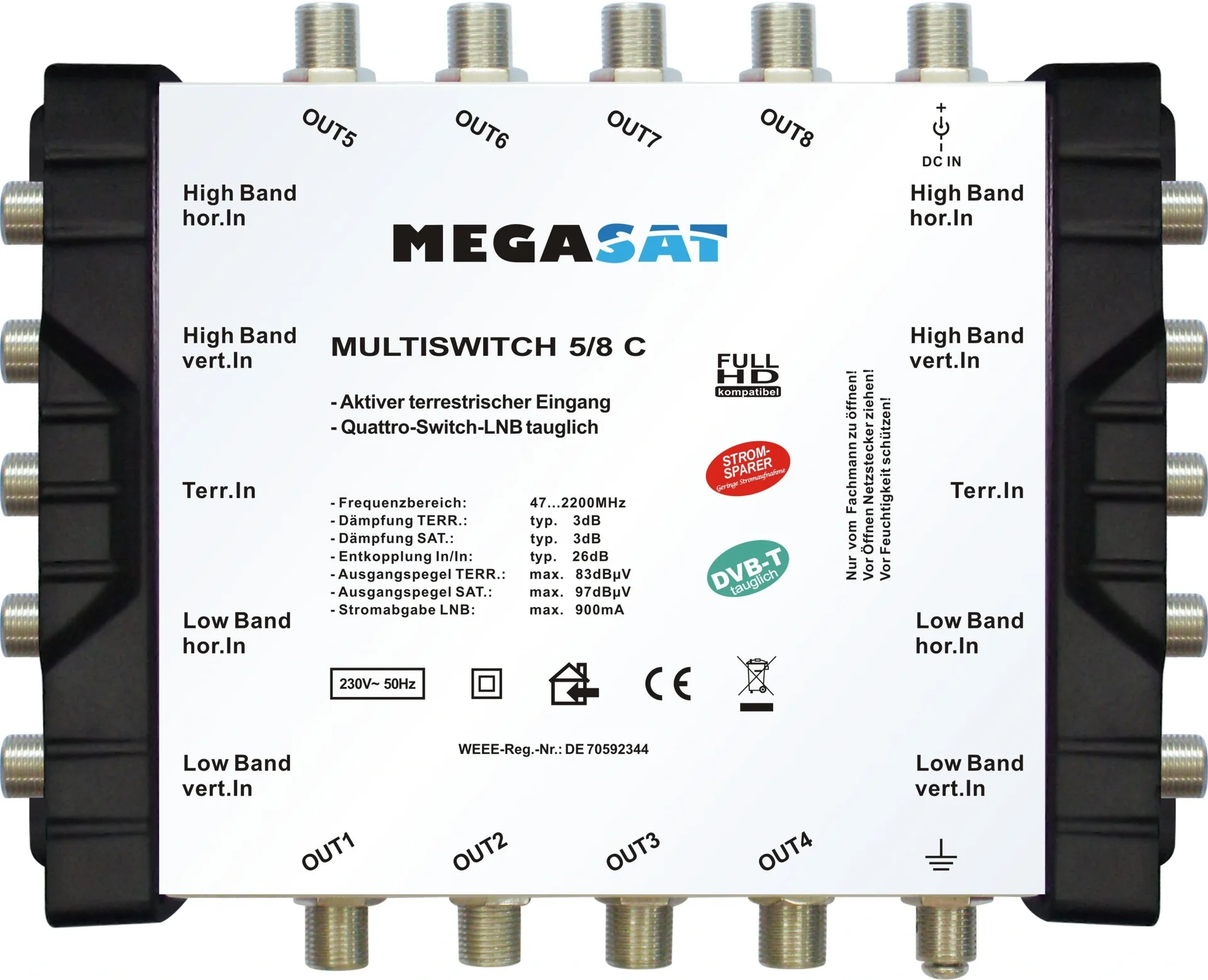 Multischalter 5/16 C - Erweiterbares System. Geeignet für 1 Satellit bis zu 16 Teilnehmer pro Multischalter - 3