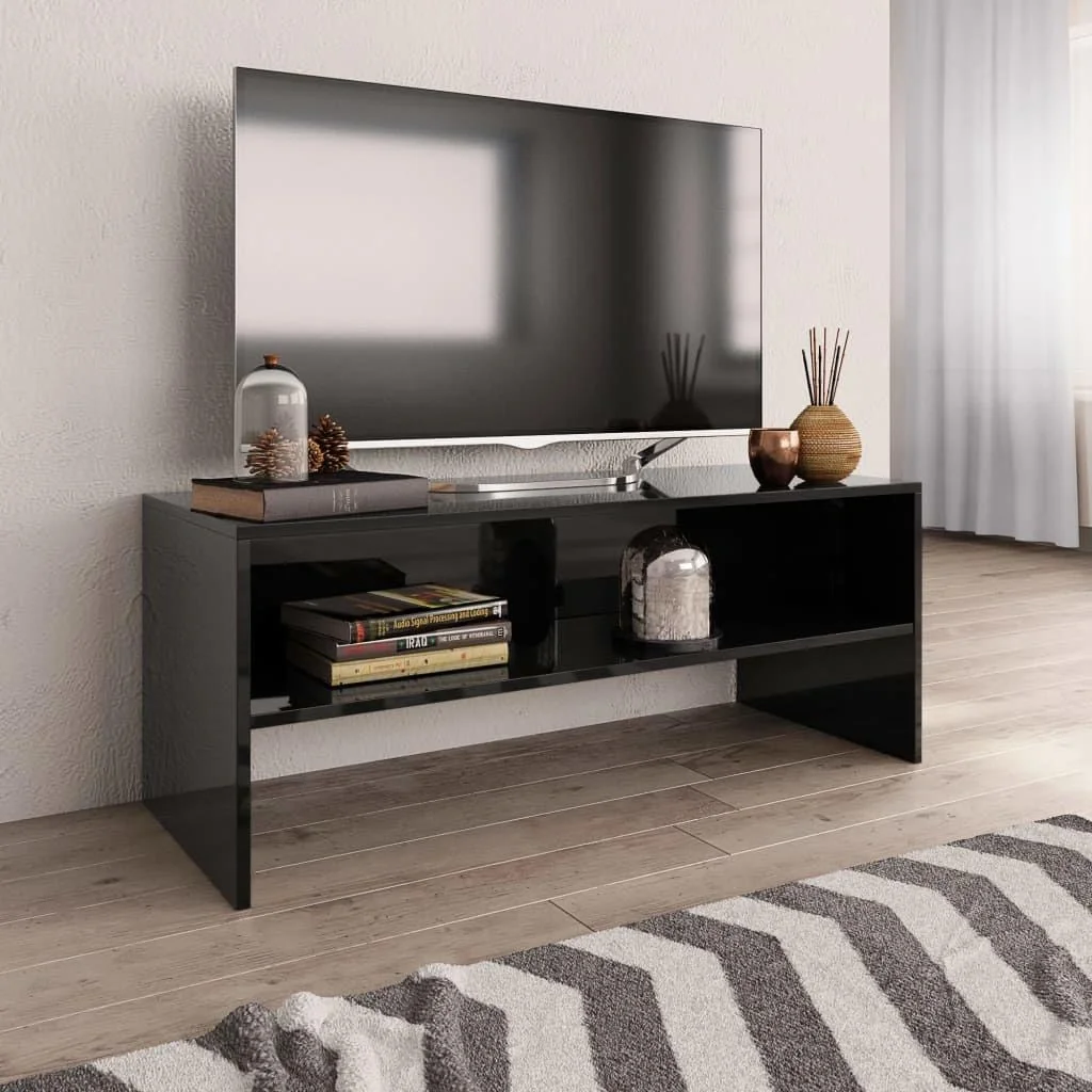TV-Schrank 100x40x40 cm Spanplatte hochglänzend schwarz - 5