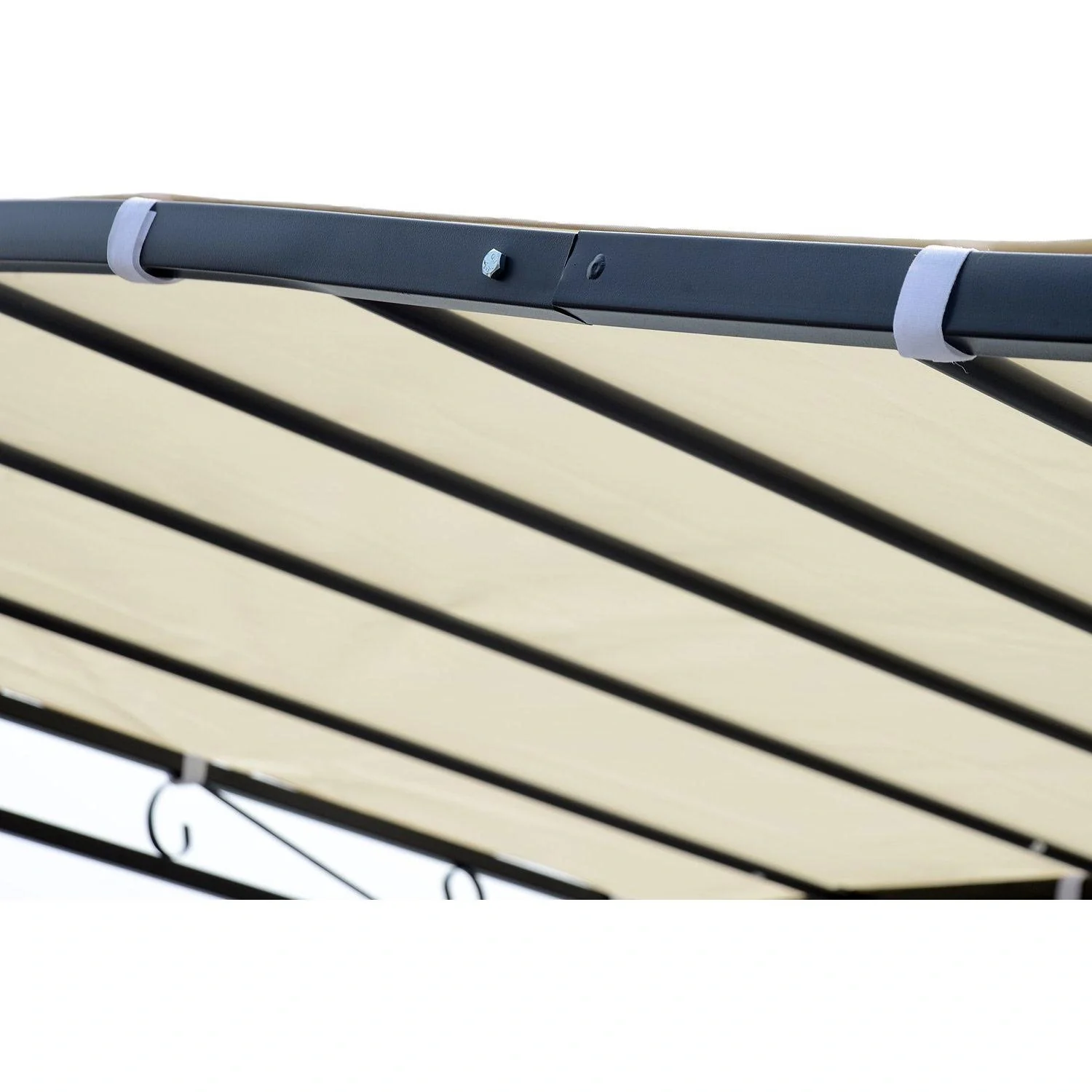 Pergola Terrassenüberdachung Pavillon 297x297cm Metall Creme - 9