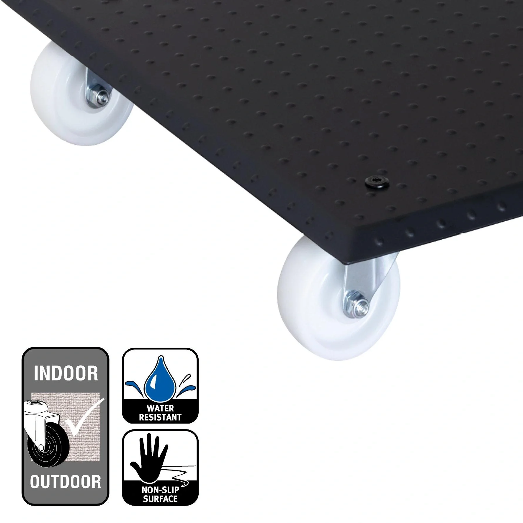 Multi Roller MR 1391, 45 x 45 x 9,5 cm, harte Rollen Ø 75 mm, Rollenlager, Aluminium Noppenblech, Tragkraft 150 kg - 6