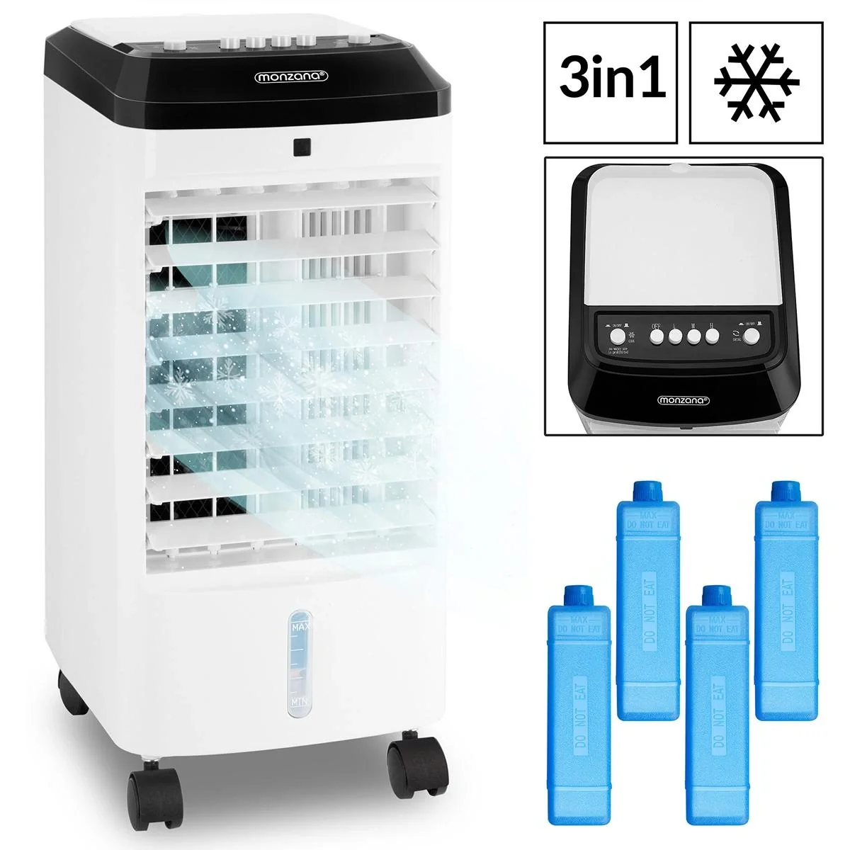 Mobiles 3 in 1 Klimagerät - 120 ° Drehung - 4L - 65W - 300 m³ - 8