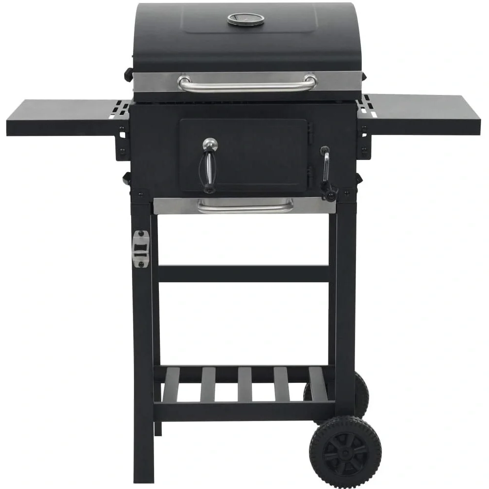 Holzkohlegrill mit unterer Ablage schwarz - 3