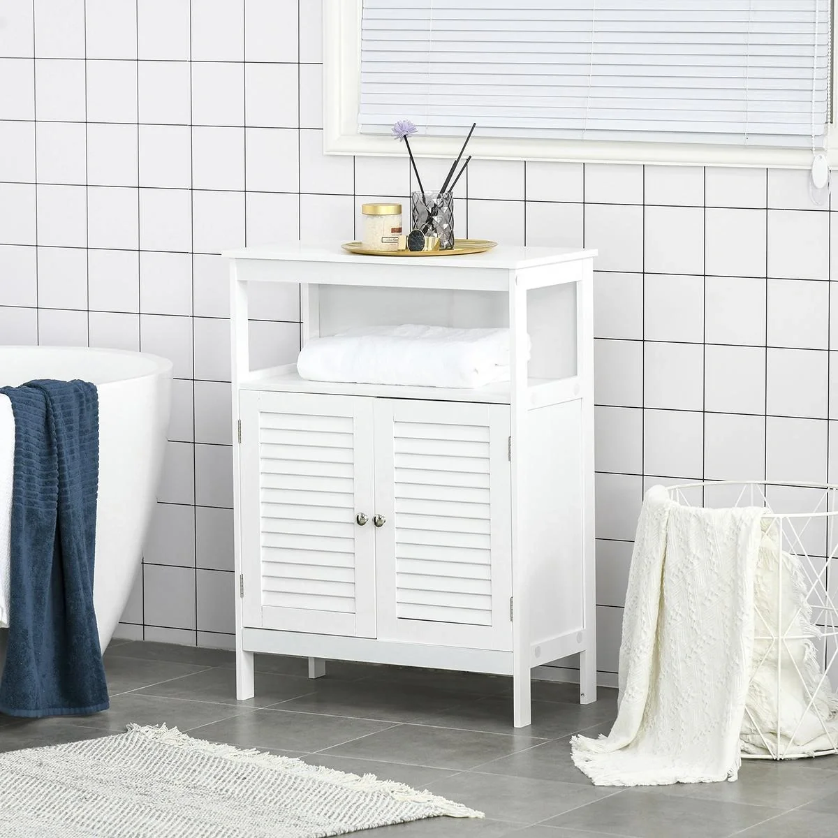 Badschrank Badmöbel Badezimmerschrank Nachtschrank Küchenschrank Mehrzweckschrank Holz Weiß MDF 60 x 30 x 81,6 cm - 3