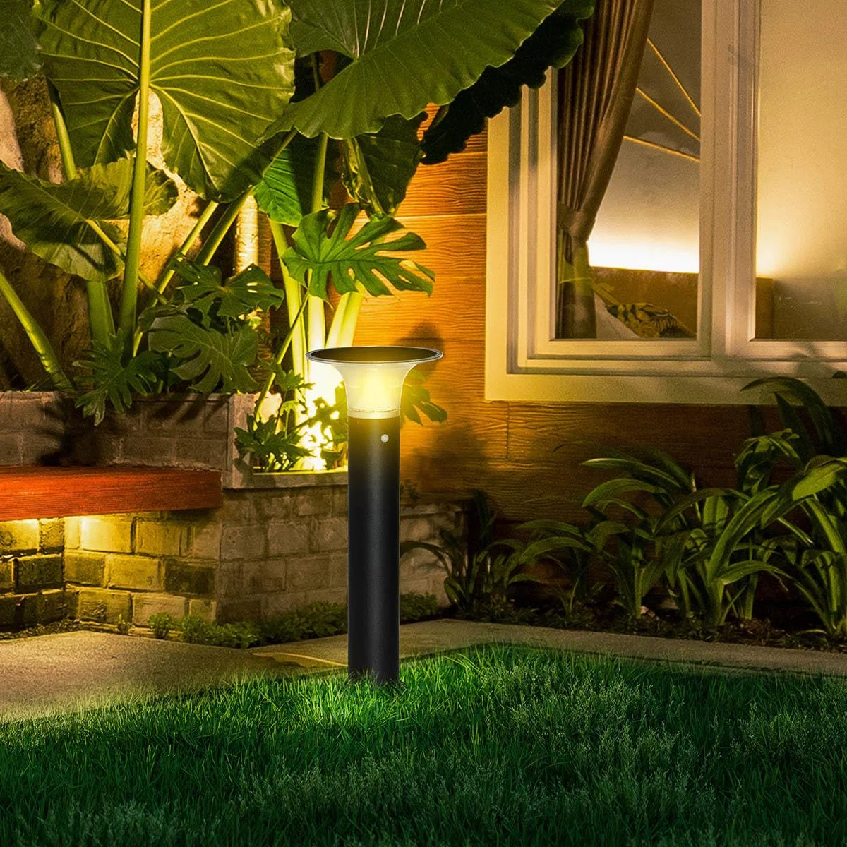 Gartenlampe mit Solarpanel, schwarz 23,5 cm x 60 cm - 4