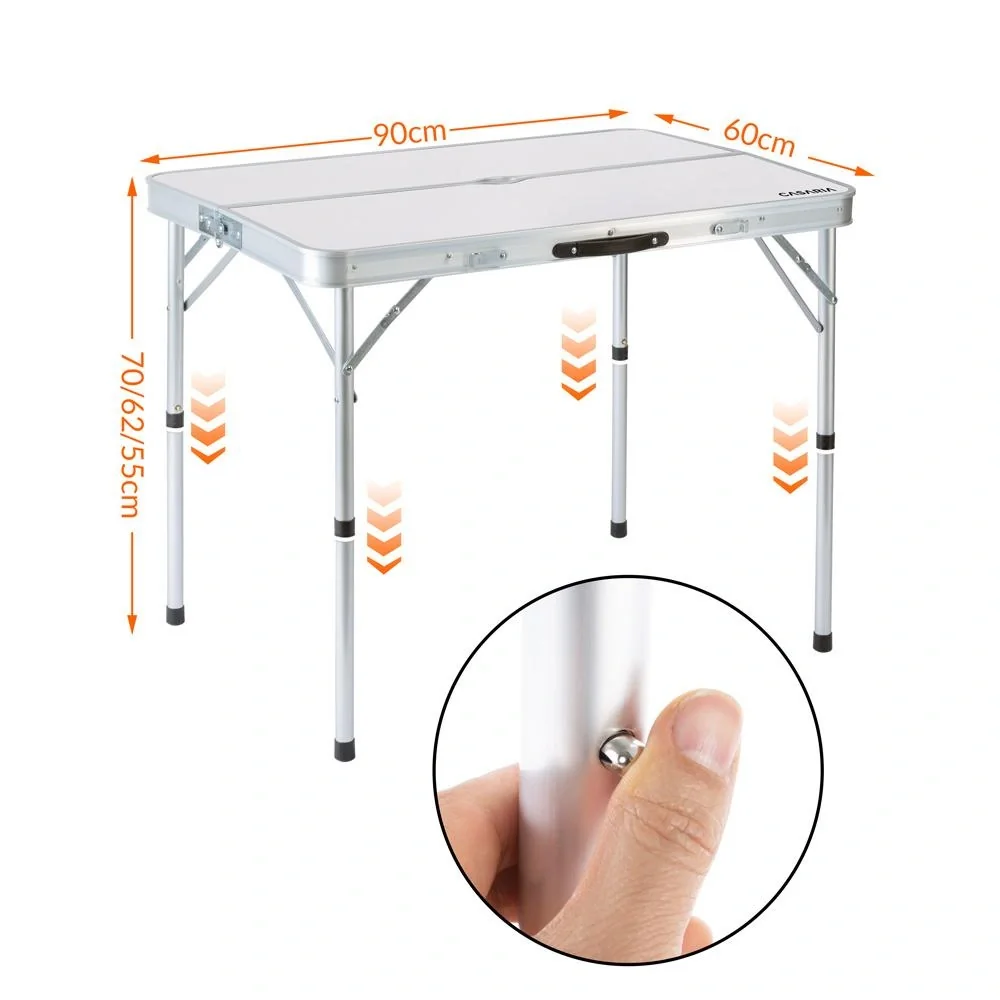 Campingbank 3 Stück weiß Aluminium klappbar - 6