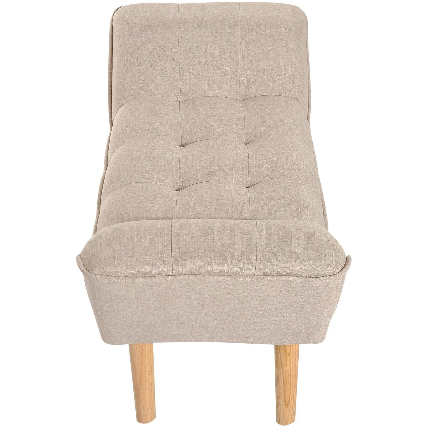 Polsterbank Retro Sitzbank Leinen Holzfüße Beige - 5