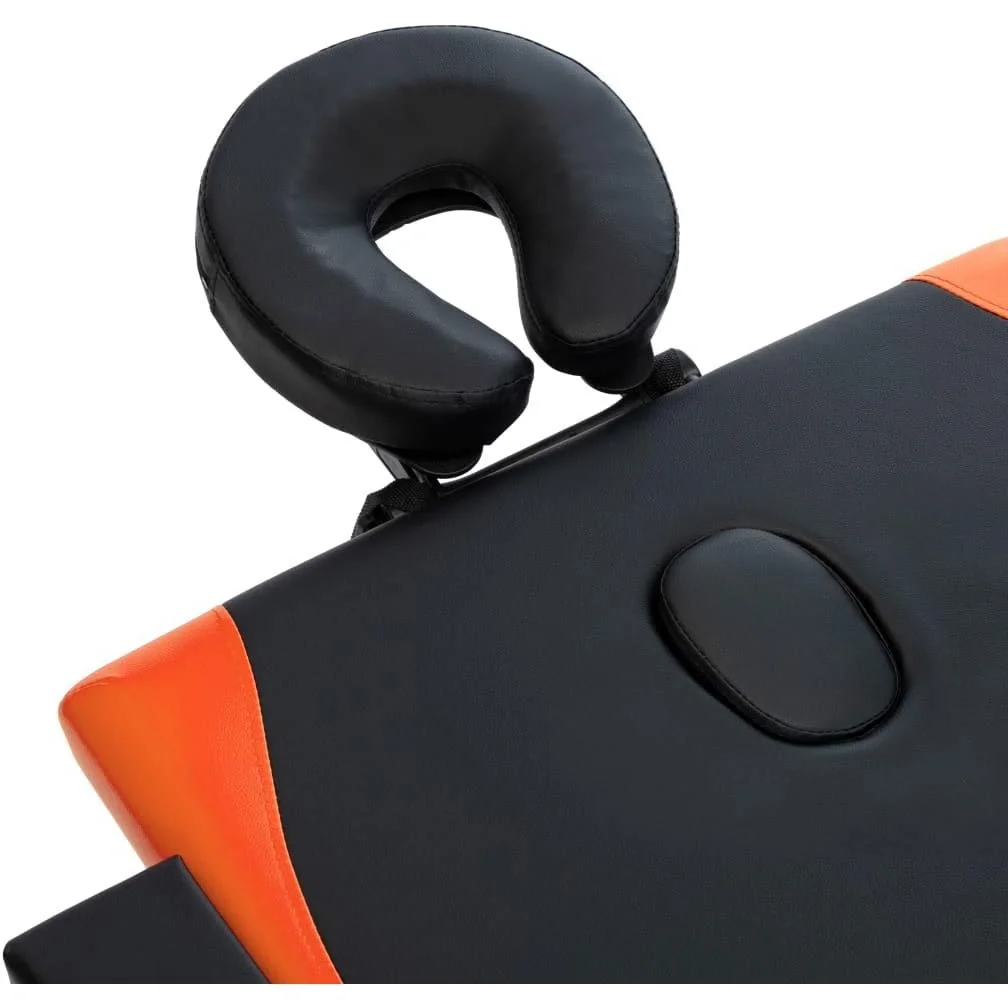 Massagetisch klappbar 4 Zonen Holz schwarz und orange - 8