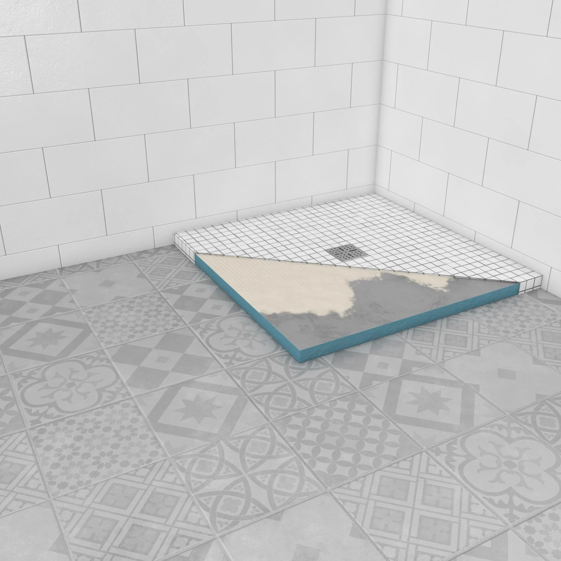 Duschelement 90x90x4 cm - 4