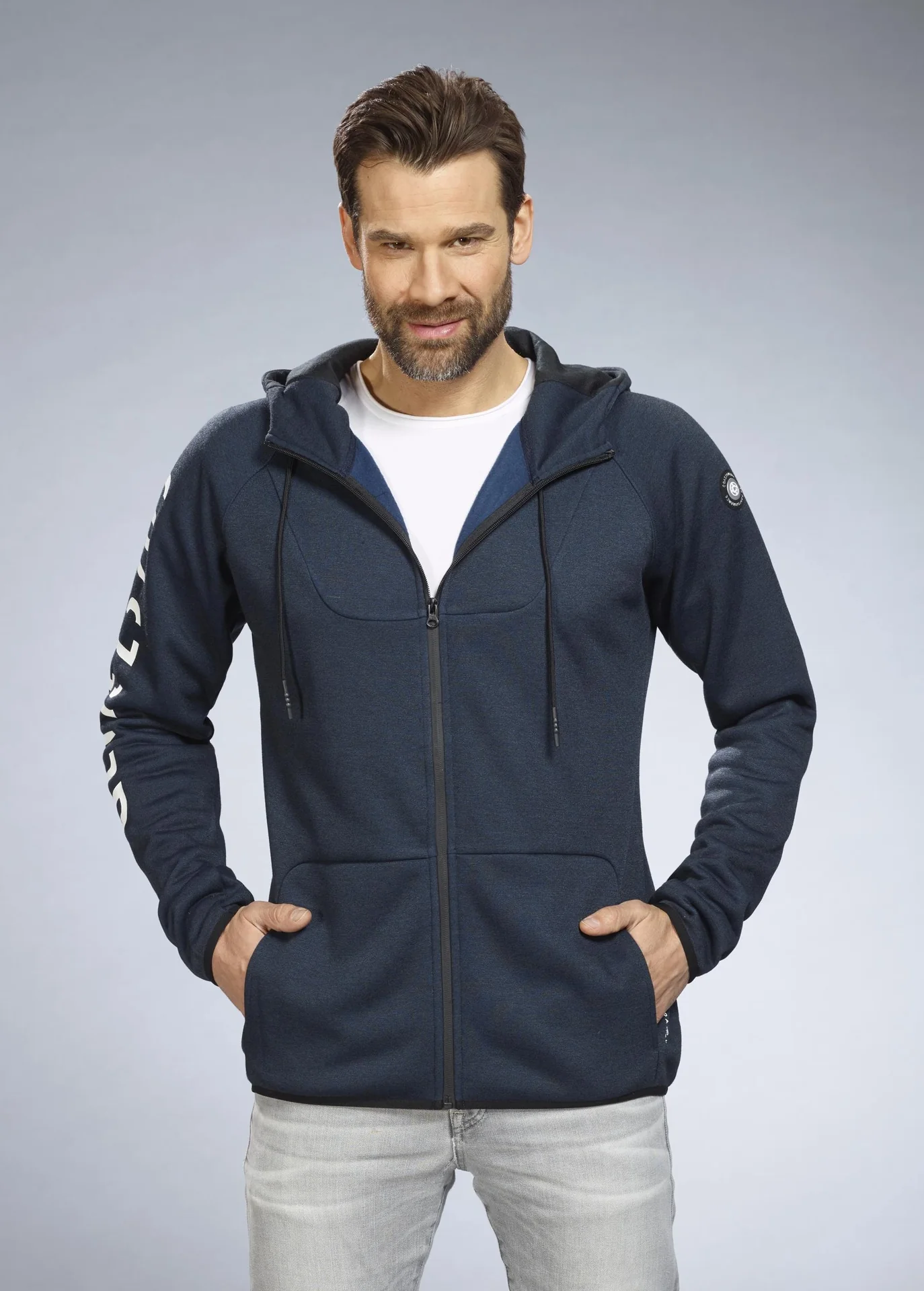 Sweatjacke mit Kapuze, Farbe marine, Gr.M - 8