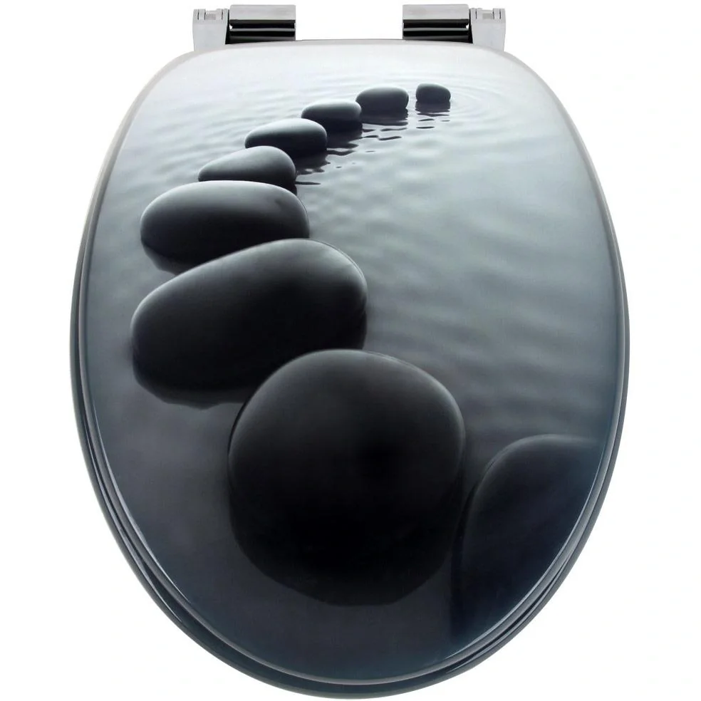 Toilettensitz Stonedesign 35cm x 38cm x 5cm mit Absenkautomatik und Edelstahlscharnieren - 8