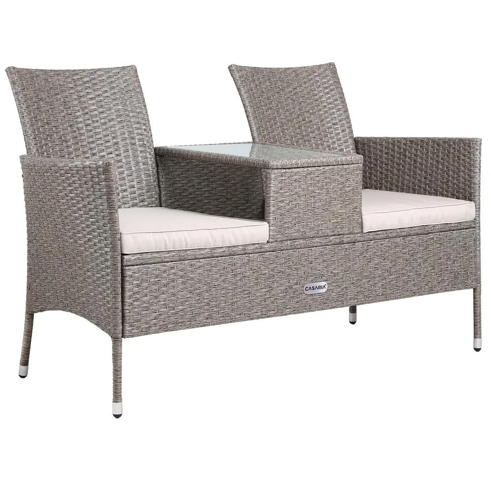 Gartenmöbel-Set - Love Bench - Polyrattan - GREY - 6