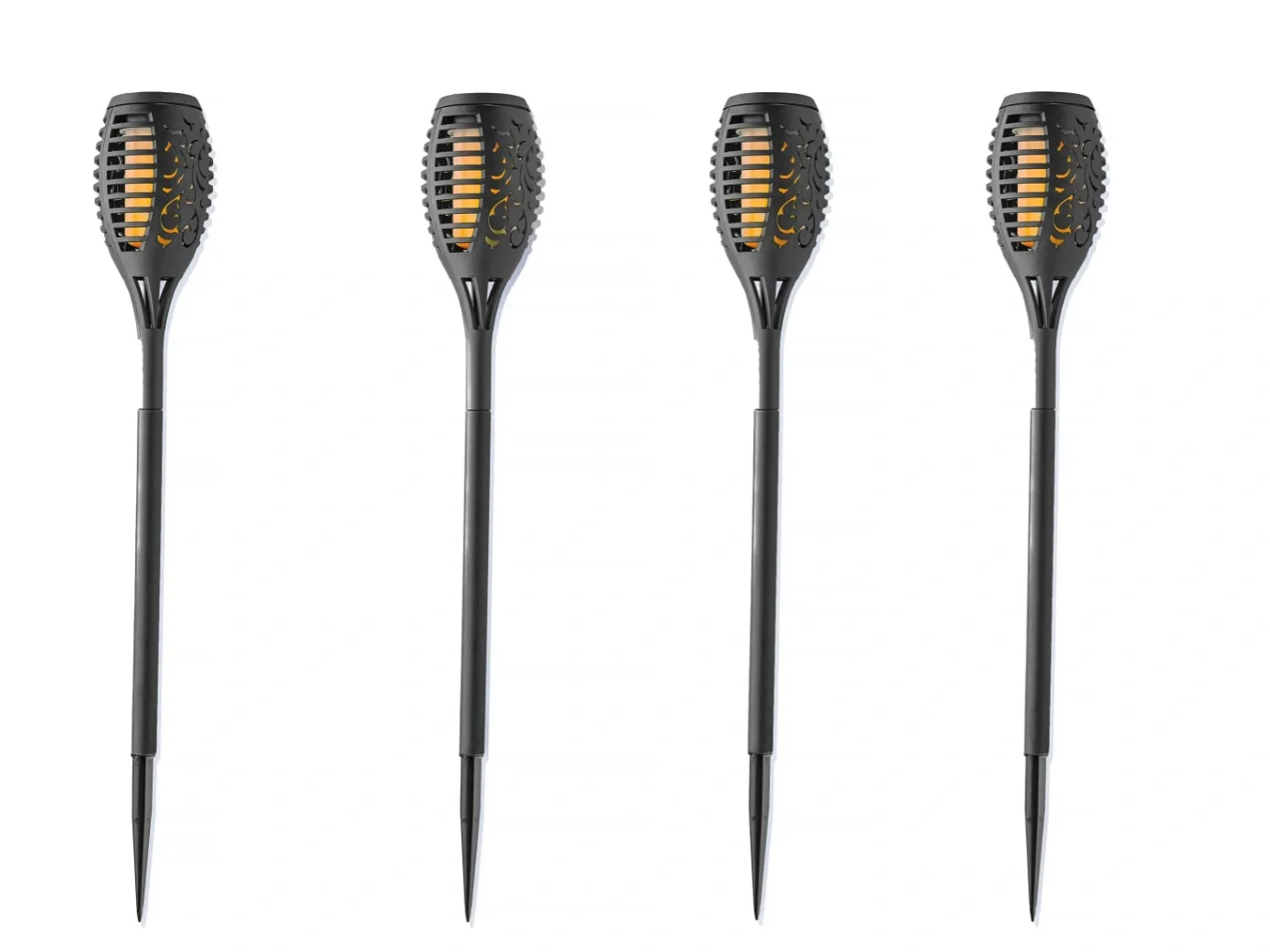Solar-Gartenstecker "Flame" mit Befestigungshalterung, 4er-Set - 3
