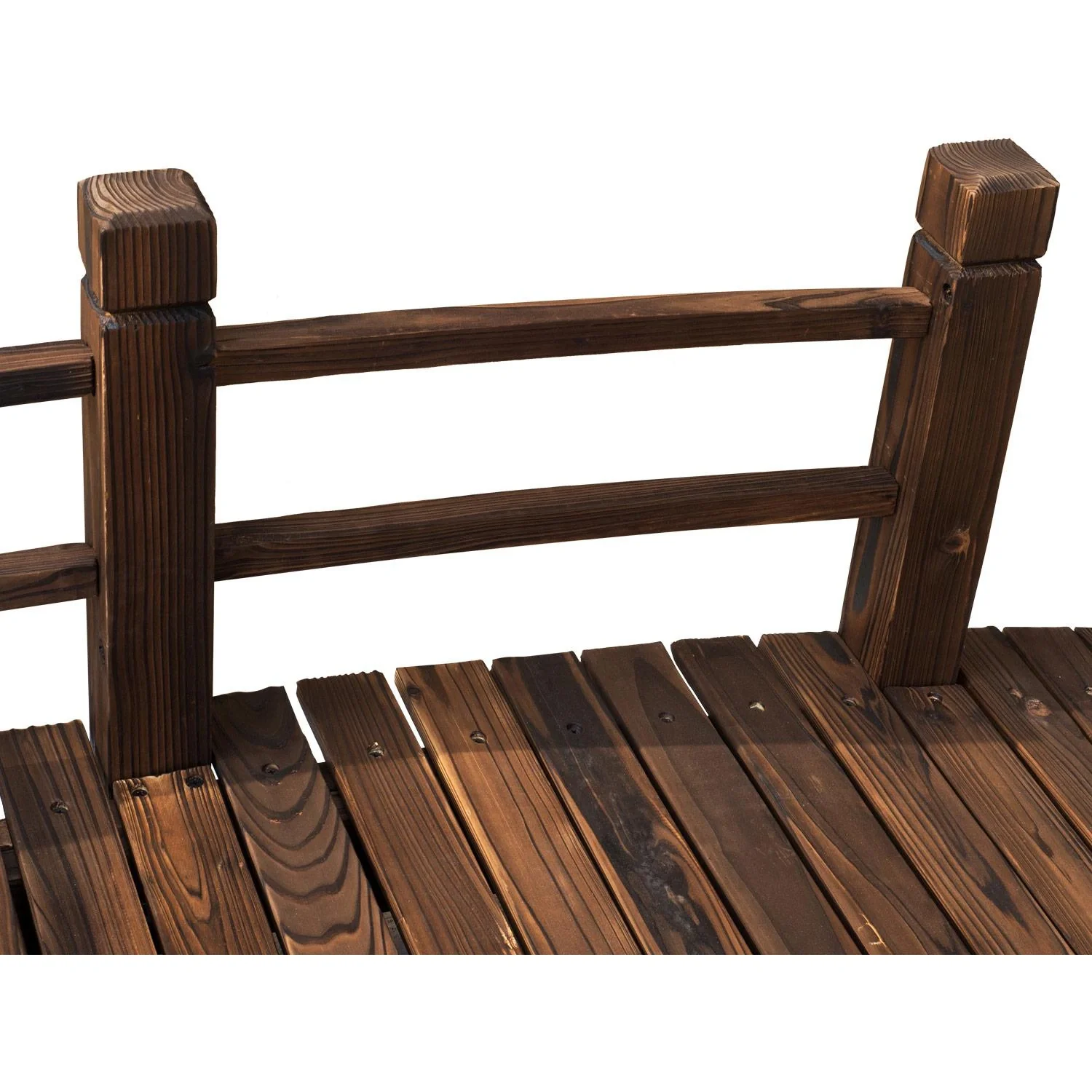 Gartenbrücke Holzbrücke Holzsteg Teichbrücke Zierbrücke mit Geländer bis 180 kg Tannenholz Dunkelbraun 152,5 x 67 x 48 c - 7