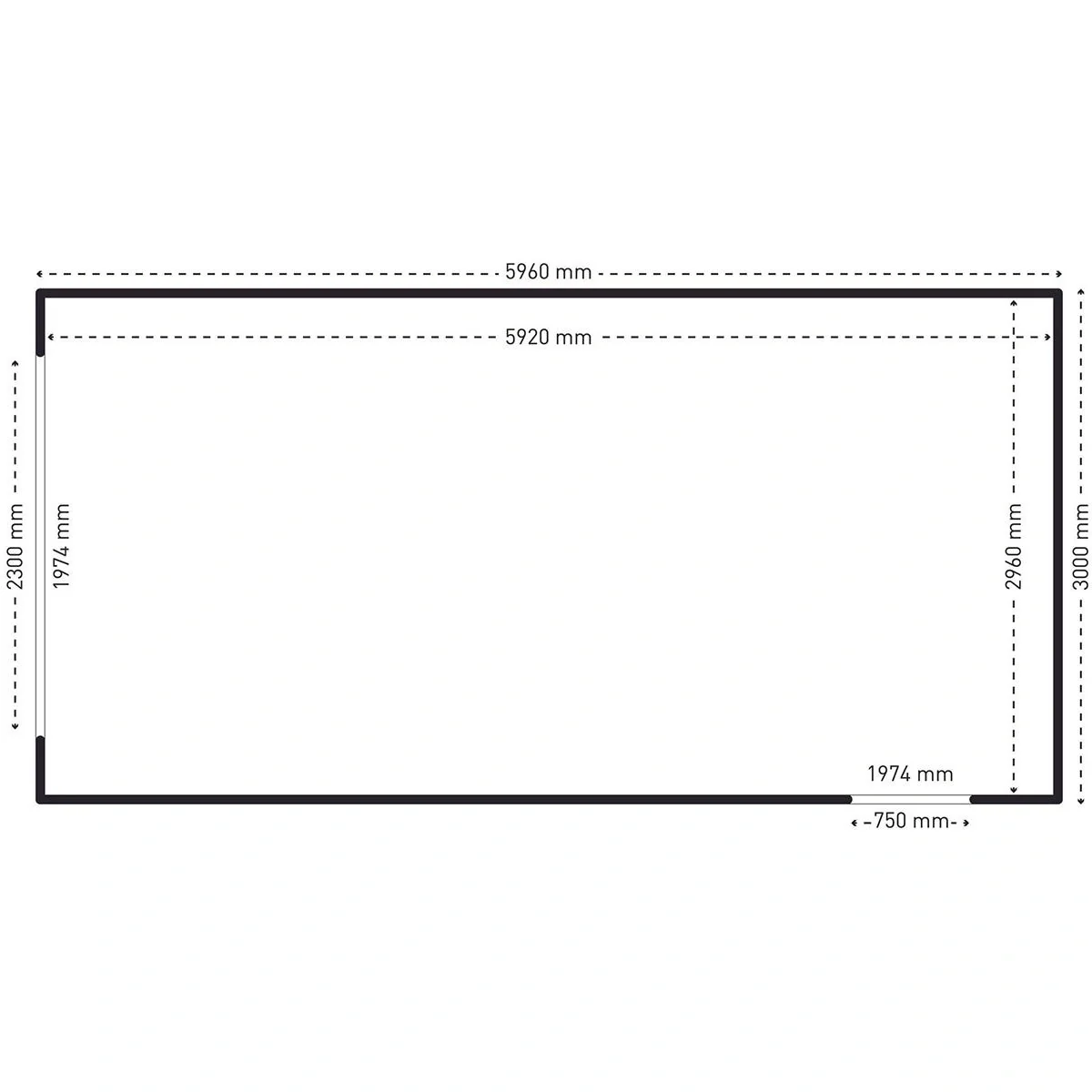 Absco Highlander PE3060HK - Metallgarage - 596x300x230 cm - 4
