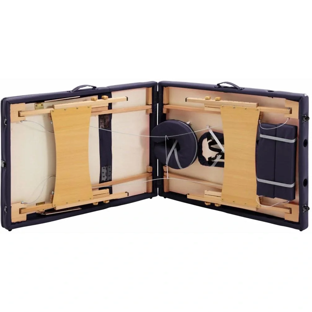 Klappbare Massageliege mit 3 Zonen Holz Wein lila - 8