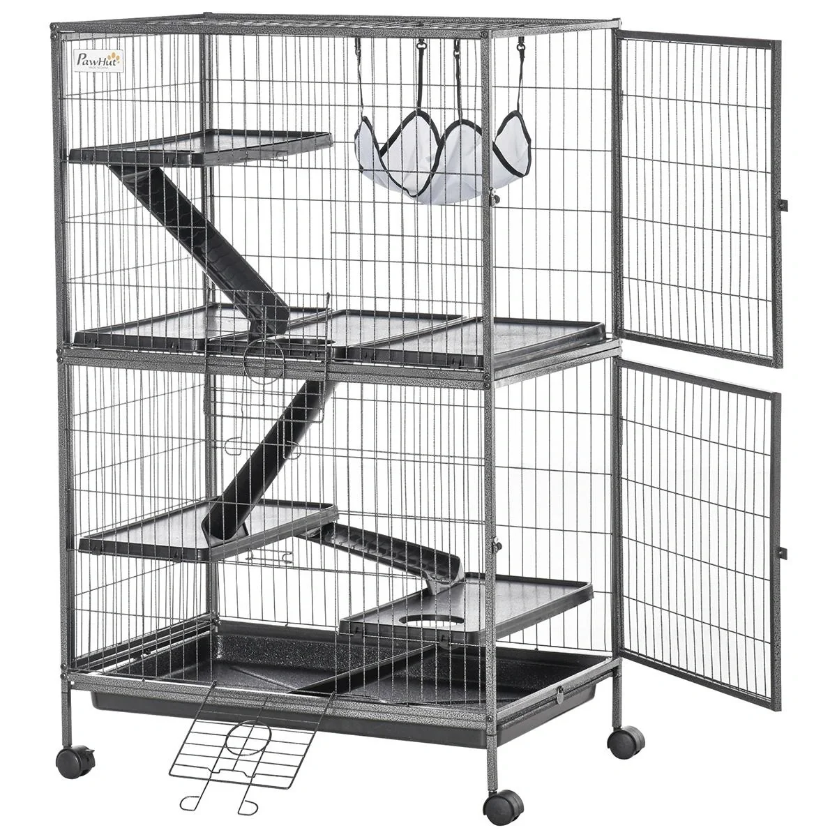 Kleintierkäfig mit Hängematten Nagervoliere mit Rollen 4 stöckig Käfig XXL geeignet für Hamster Kleintiere Meerschweinch - 4