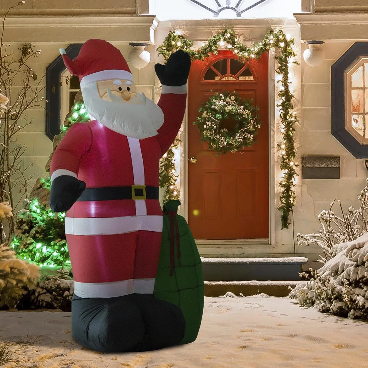Selbstaufblasbare Weihnachtsmann mit LED-Beleuchtung rot - 4