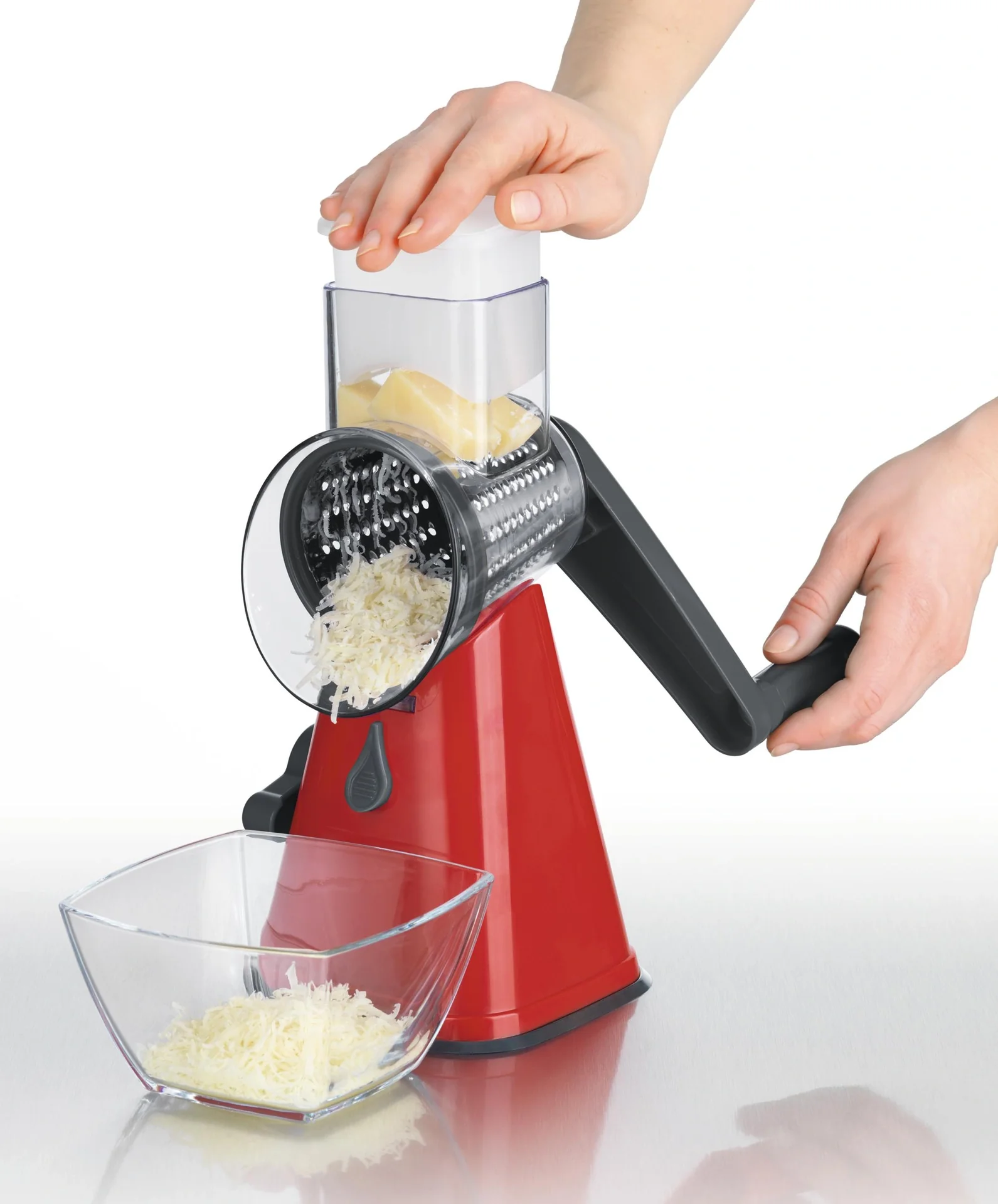 Gemüsereibe, Trommelreibe, 6-teilig, Rot/ Grau - 7