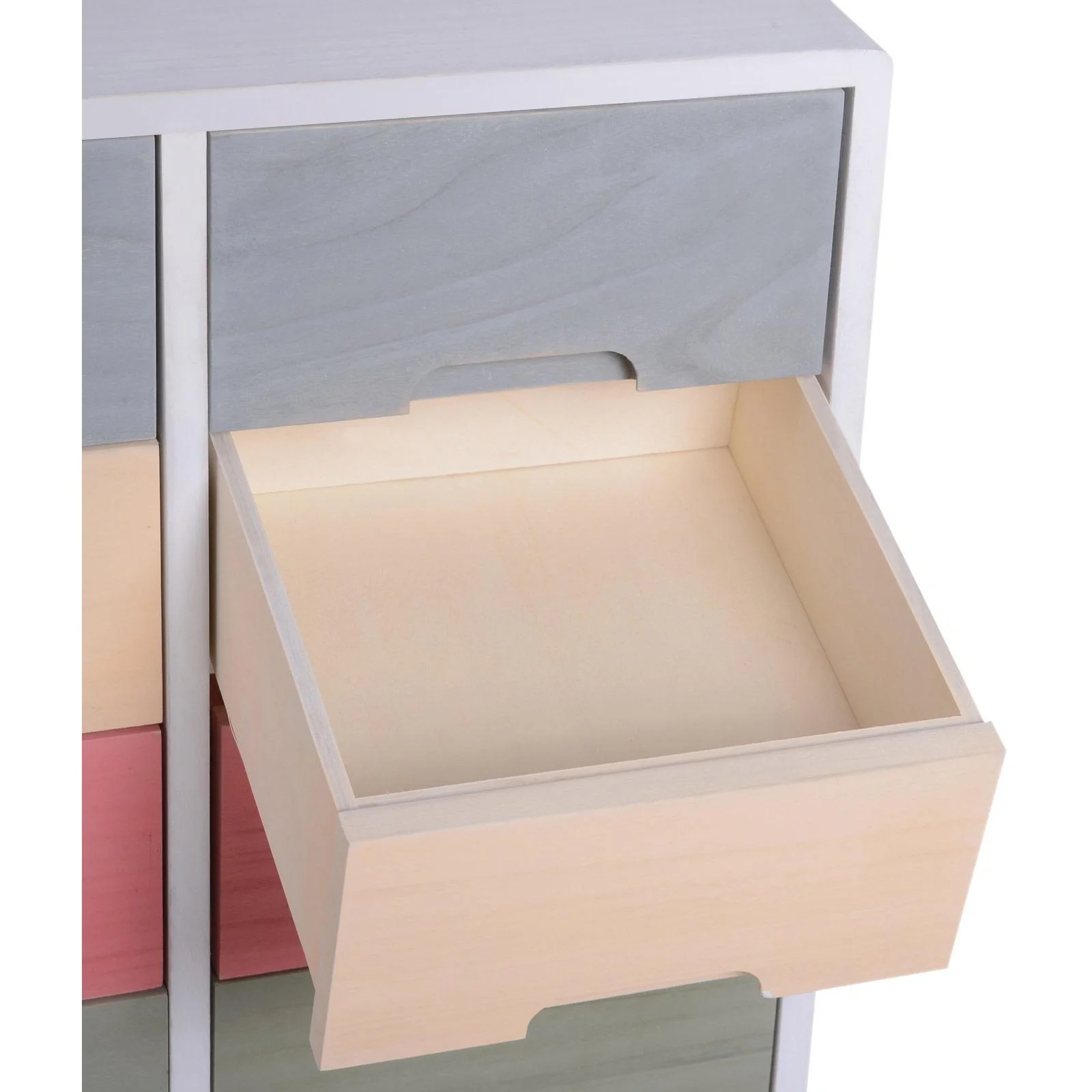 Nachttisch Nachtkommode Flurkommode mit 8 Schubladen Paulownienholz bunt 55 x 30 x 65,5 cm - 10