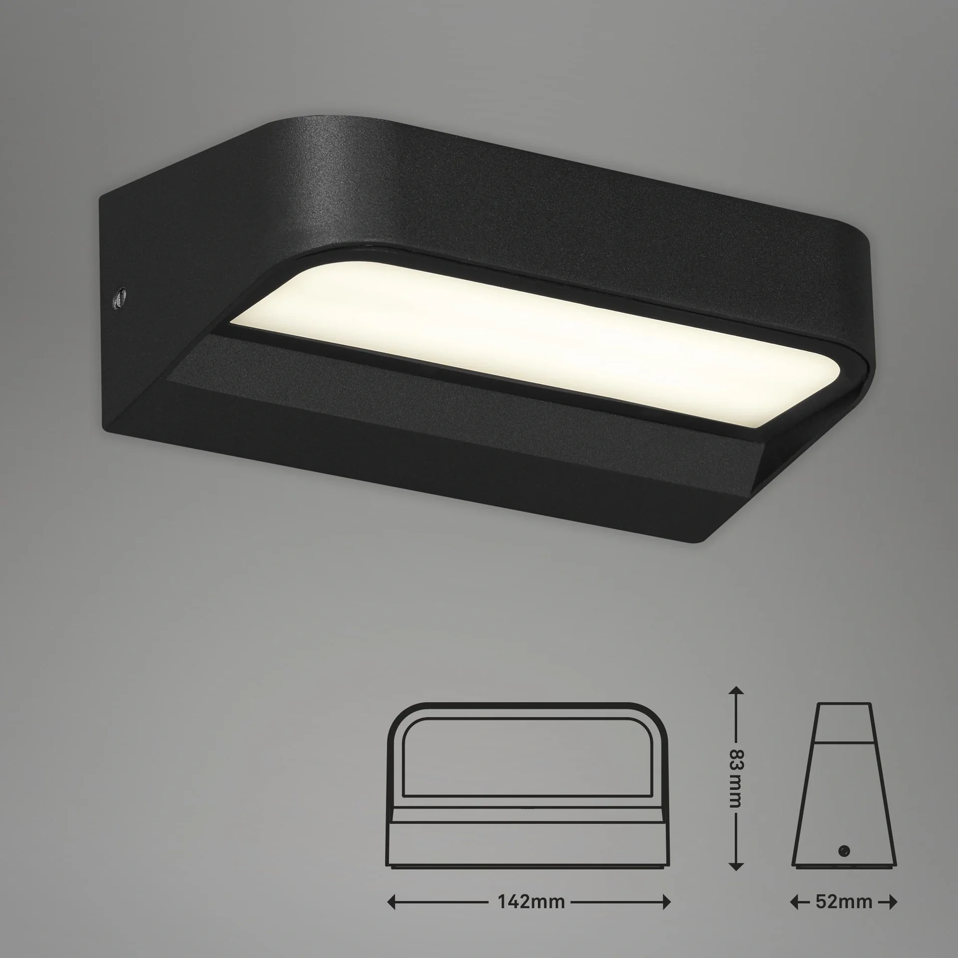 AHLEN LED Außenwandleuchte, Metall-Kunststoff / schwarz, IP44, 8 Watt, 900 lm, 4.000 K - 5