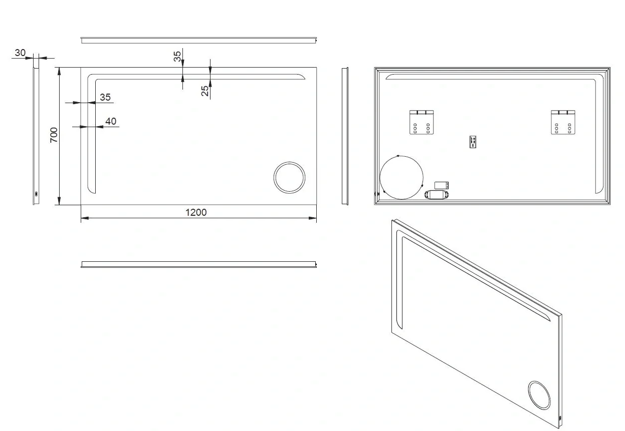 Badezimmerspiegel mit Beleuchtung, "Arrow" - 120 x 70 cm - Lichtfarbe neutralweiß - 6