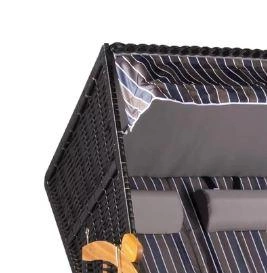 Strandkorb "Ostsee" XXL gestreift in anthrazit/braun - 5