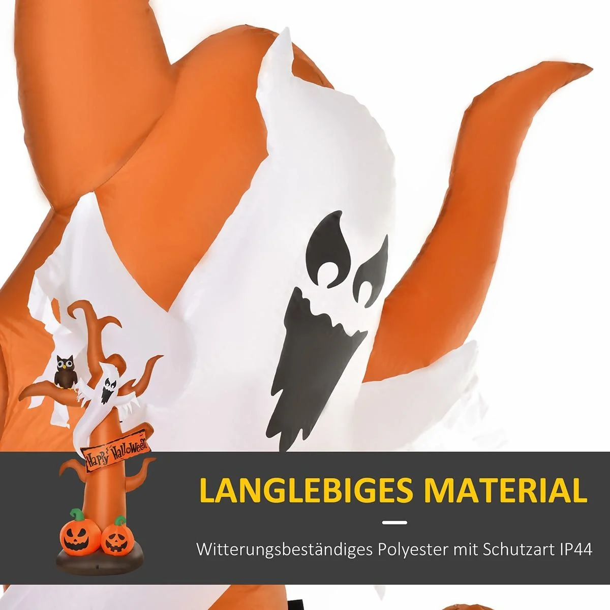 Aufblasbarer Halloween Baum Kürbis Deko Figur Luftfigur mit LED Beleuchtung Polyester Braun 156 x 107 x 274 cm - 6