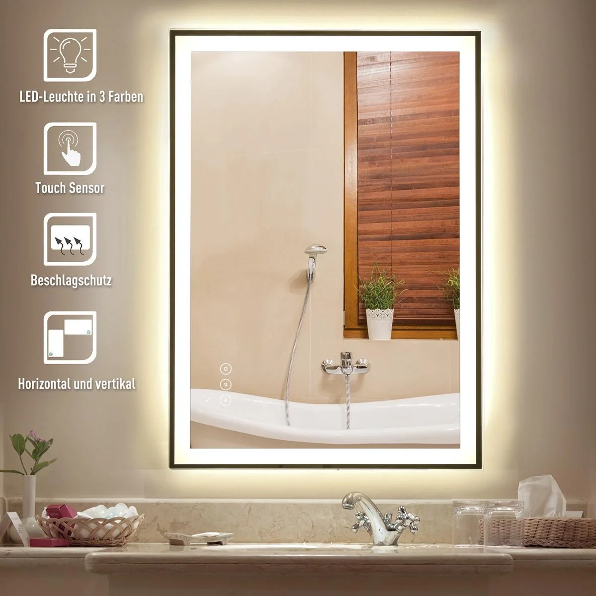 LED-Spiegel mit Touch-Schalter silber - 4