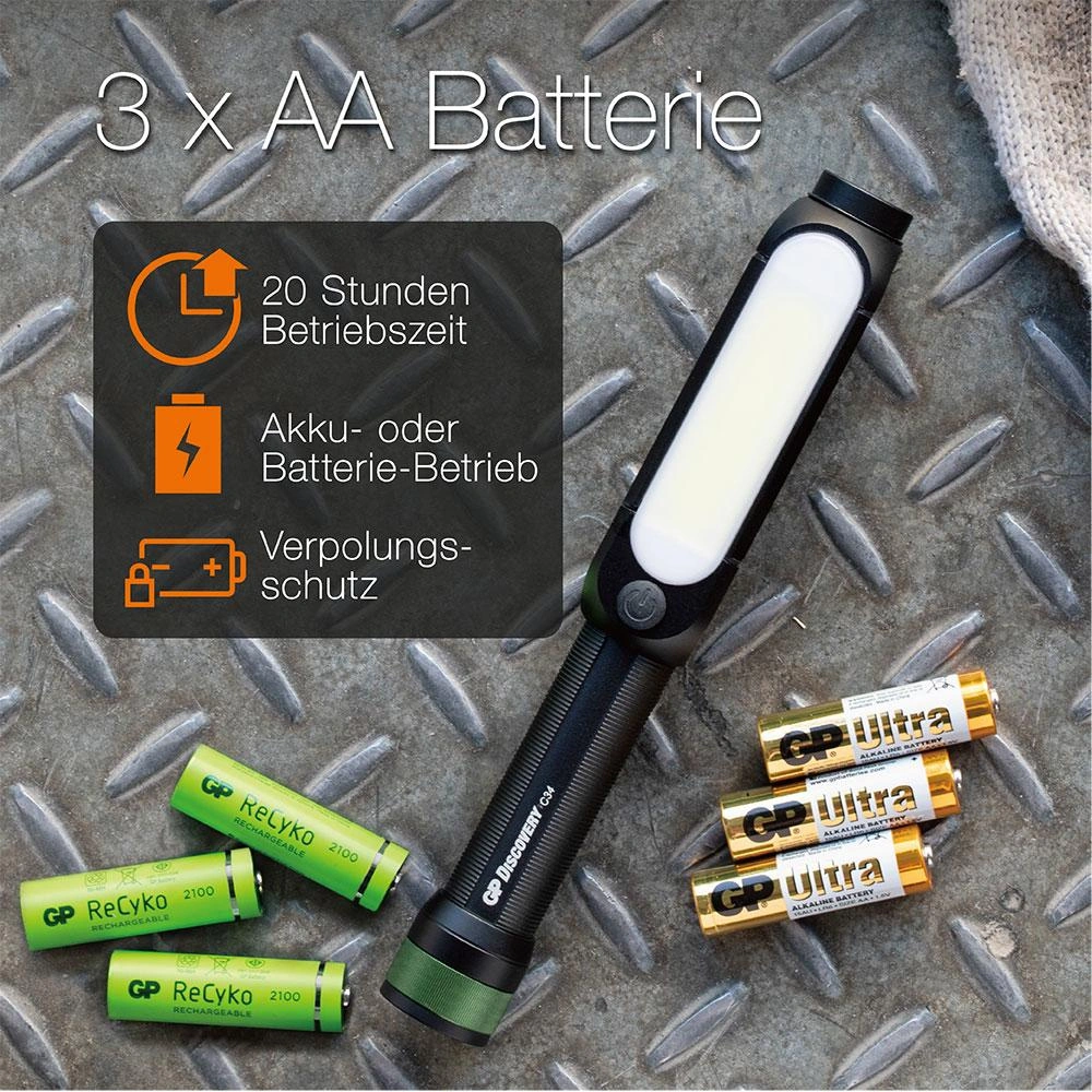 DISCOVERY Clip Arbeitsleuchte mit seitlicher COB Lichtleiste, Magnetbefestigung, 4 Leuchtmodi 550 Lumen, IPX4 - 12