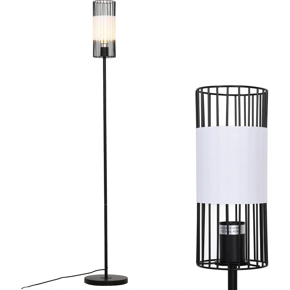 Stehleuchte für Wohnzimmer 23 x 23 x 147,5 cm, Metall schwarz - 1