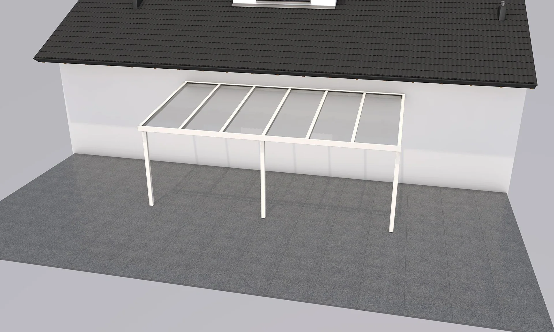 Terrassendach Premium, weiß, 6110 x 3060 mm - 10mm Verbundsicherheitsglas (VSG) - 2