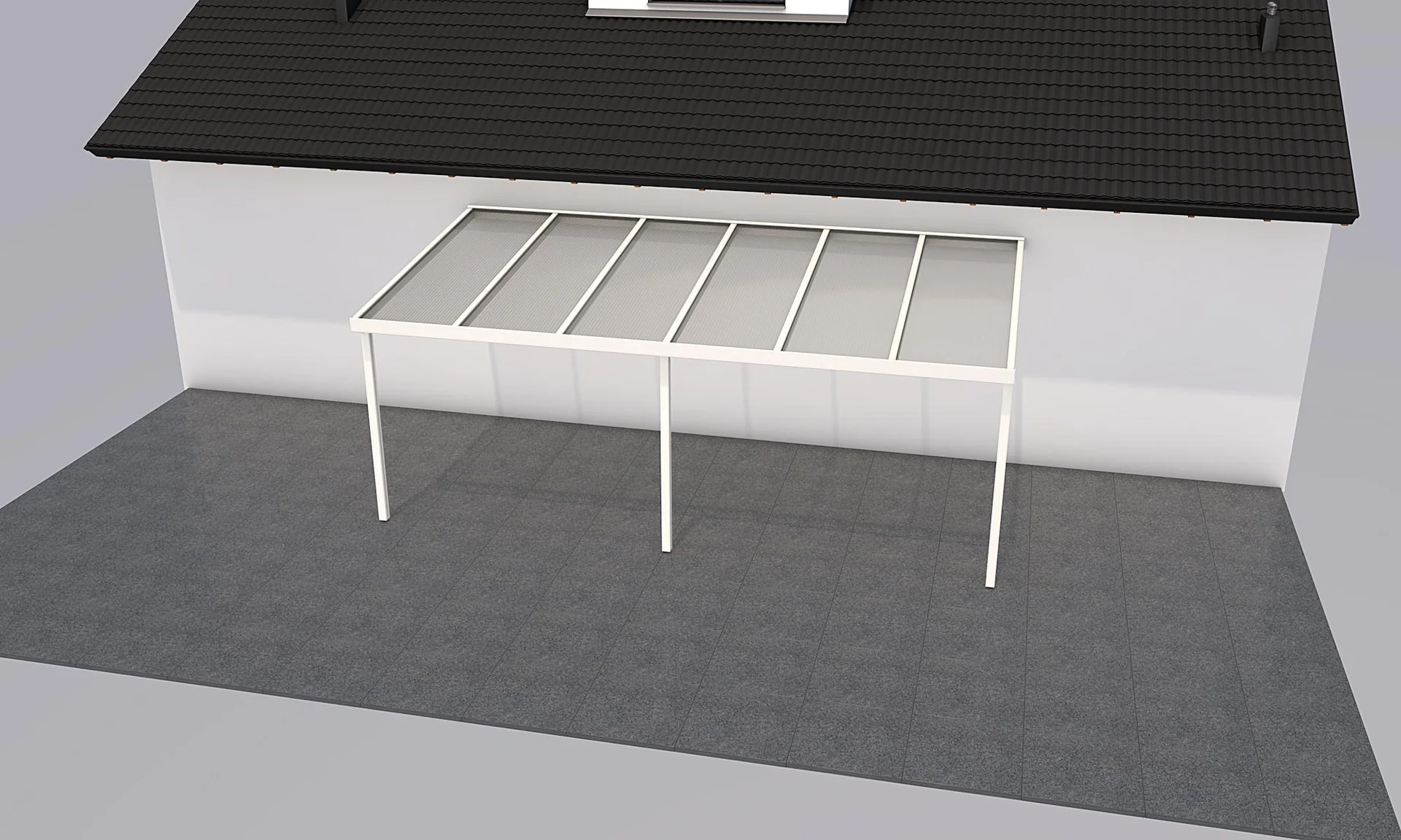 Terrassendach Premium, weiß, 6110 x 3060 mm - Polycarbonat Stegplatten 16 mm, klar - 1