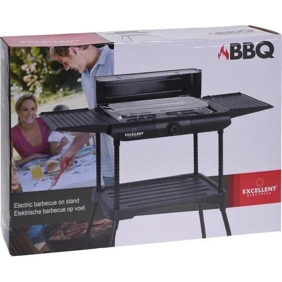 Excellent Electrics Elektrogrill - zwei Seitenablagen, Warmhalterost, zusätzliche Platte - 2000W - Schwarz - 2