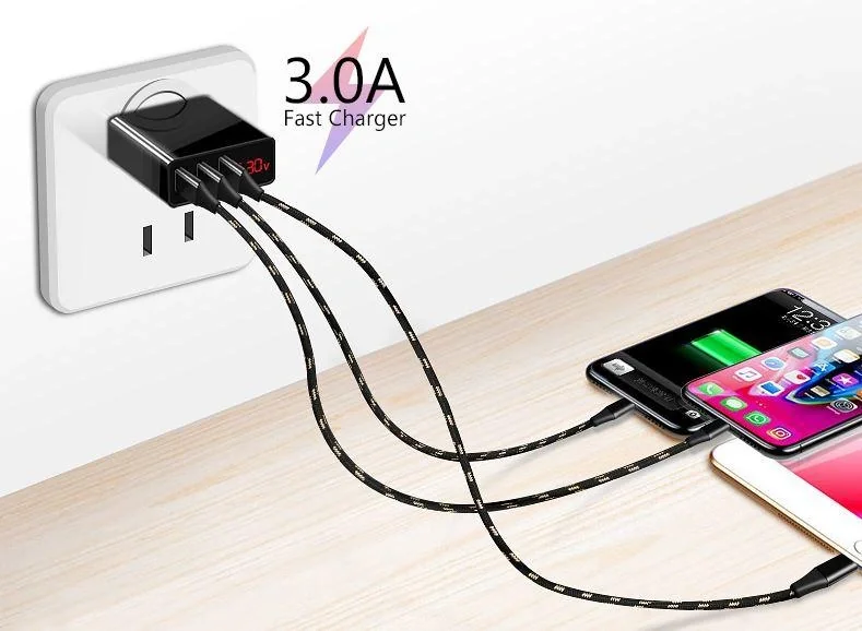 3-fach USB Ladeadapter mit integrierter Schnellladefunktion und LED Anzeige - 3