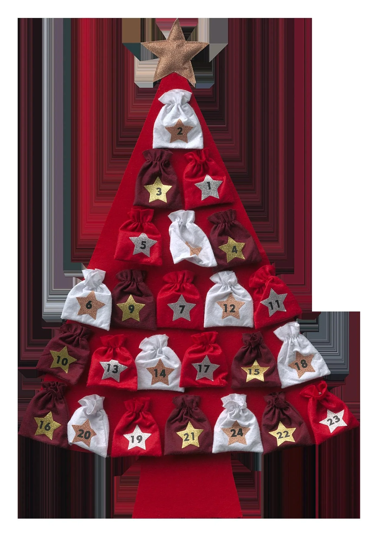 Adventskalender "Tannenbaum", zum Befüllen, rot - 2