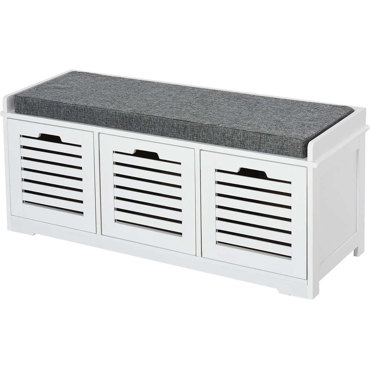 Hocker 3 Schubladen Multifunktional Weiß - 1