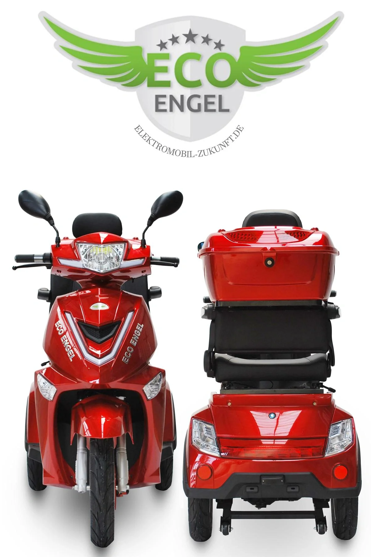 Elektromobil rot - 25 km/h - 1000 Watt - Seniorenmobil - 12