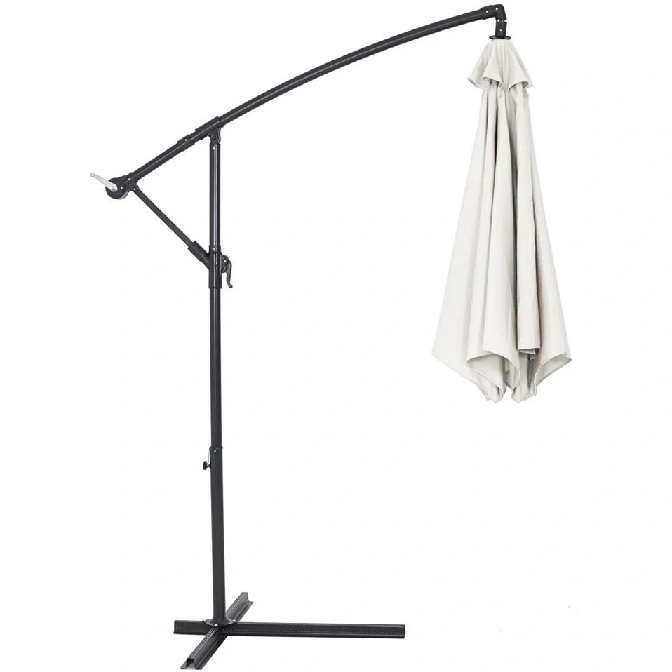 Sonnenschirm Zusammenlegbarer Aluminiumschirm Beige mit Pendel Ø 330 cm - 9