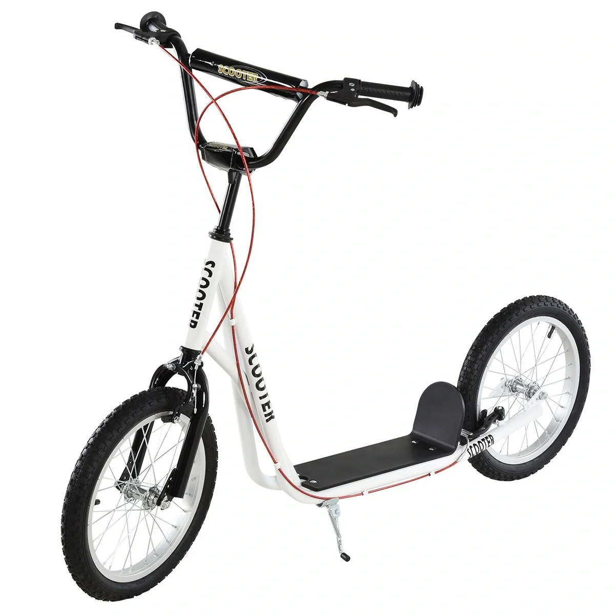 Kinderroller Scooter Tretroller Cityroller Kinder Roller Kickboard Luftreifen 16 Zoll Weiß 139 x 58 x 90-96 cm - 4