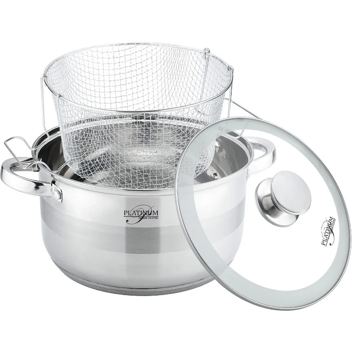 Fritteuse 3 Stück - Edelstahl - Induktionsfritteuse - Ø24×14,5 cm - 6,6L - 1