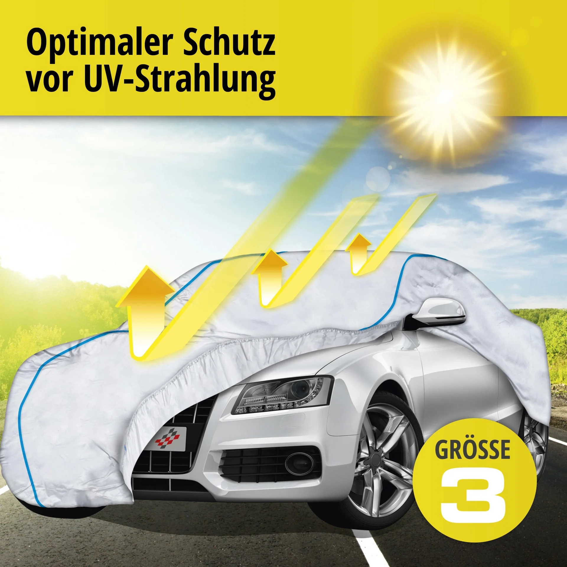 Autoabdeckplane Sun Reflect - Größe 3 - 420x176x149cm - 112g/m² - PES beschichtet - 12