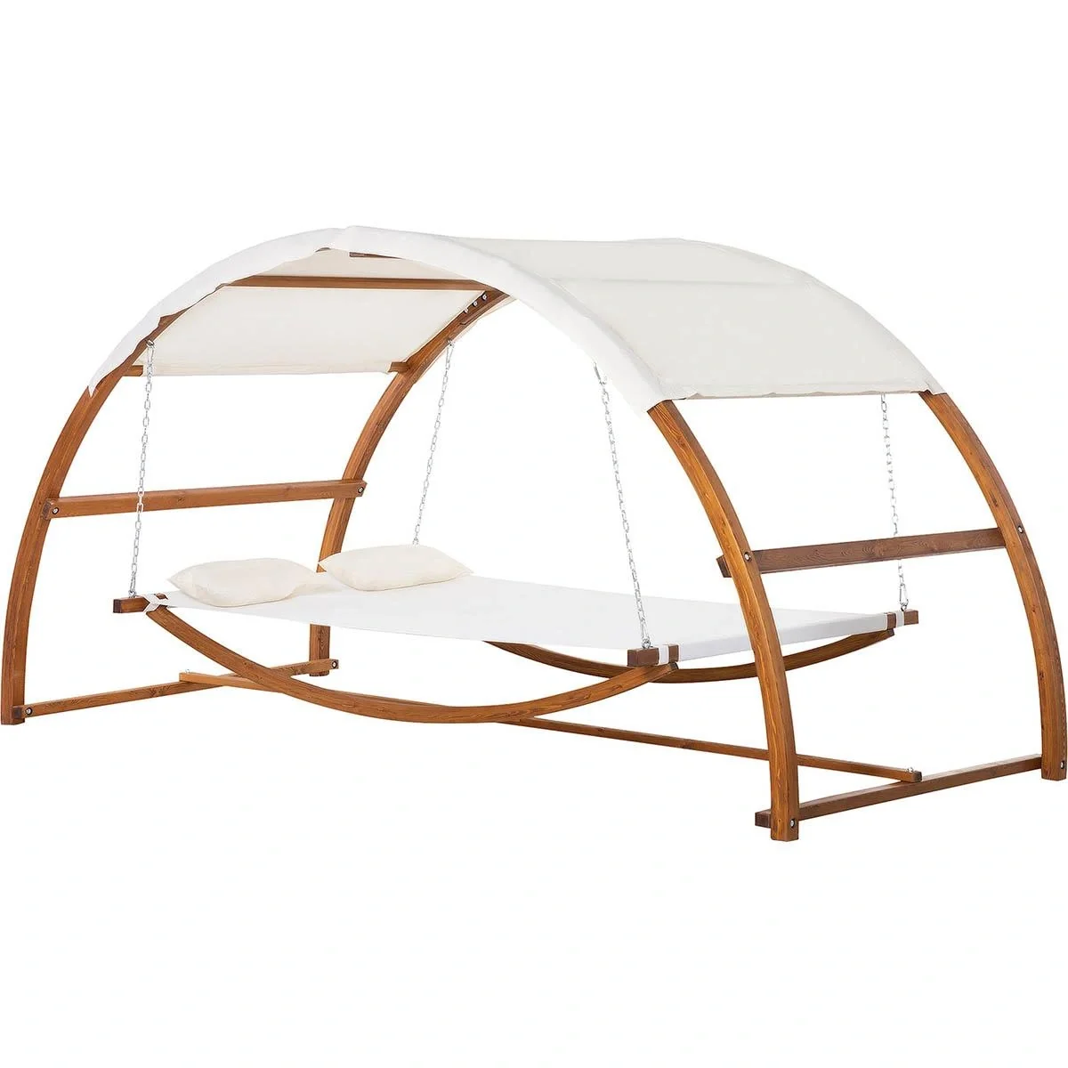 Hängematte in Gestell - Kiefernholz - Weiß/Teak - 322 x 160 x 173 cm - 4