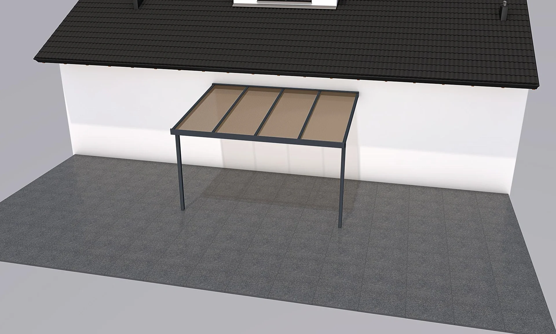 Terrassendach Premium, anthrazit, 4102 x 3060 mm - Polycarbonat Stegplatten 16 mm, bronze - 11