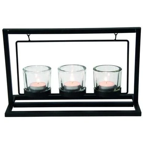 Kerzenständer - Metall - schwarz - 3 Kerzen - 3