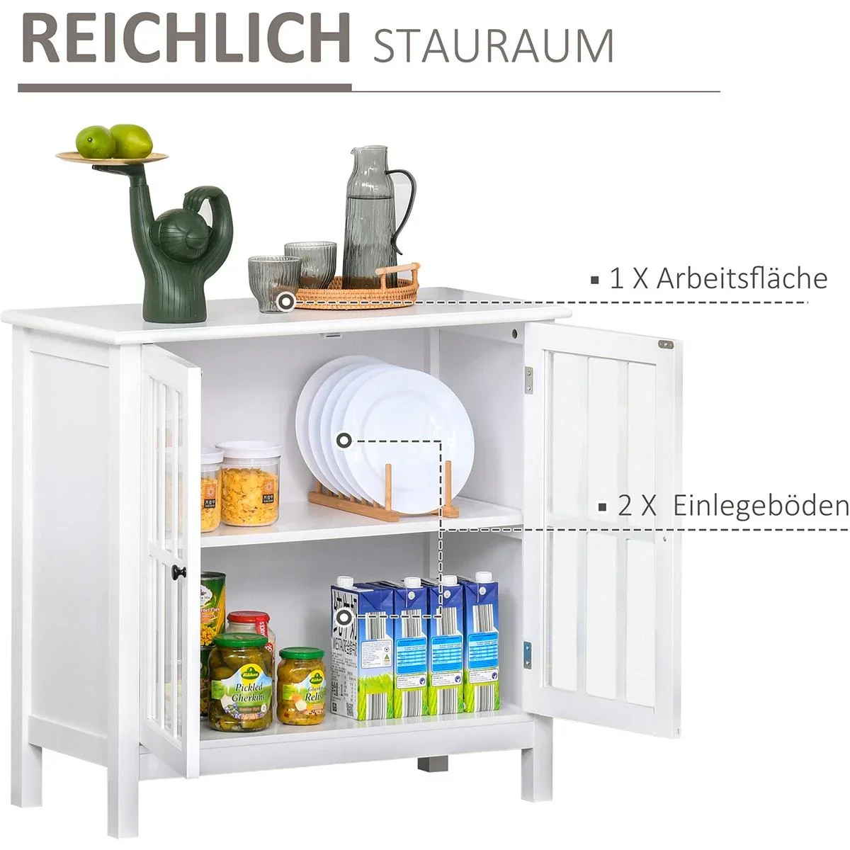 Küchenschrank mit Glastüren Weiß - 6