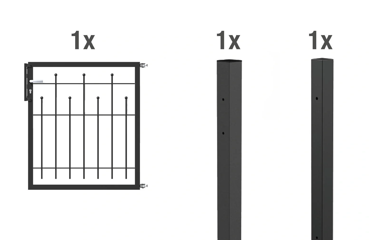 Einzeltorset Madrid, zum Einbetonieren, anthrazit-metallic, Höhe 100 cm, Breite 1 m - 2
