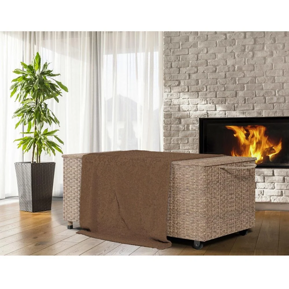 Gartenbox - Aufbewahrungsbehälter creme 122x56x61cm mit Rädern - 6