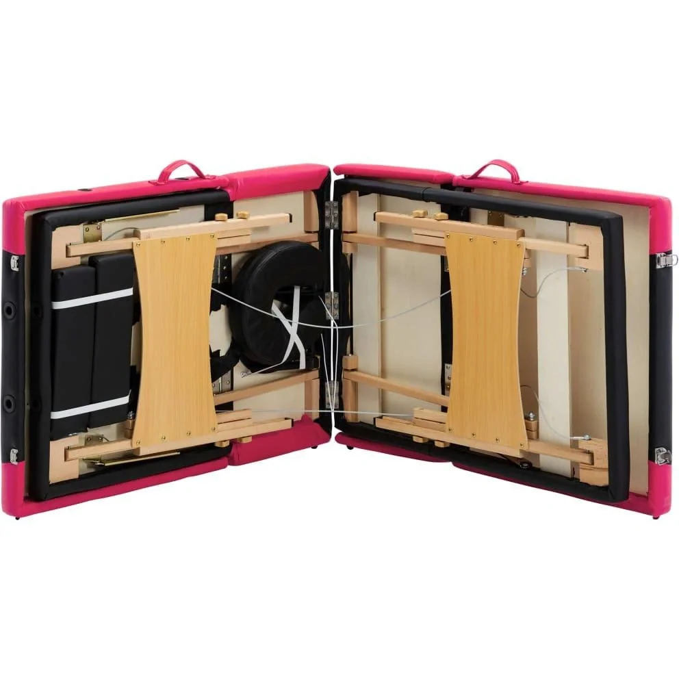 Klappbarer Massagetisch 4 Zonen Holz schwarz und rosa - 8